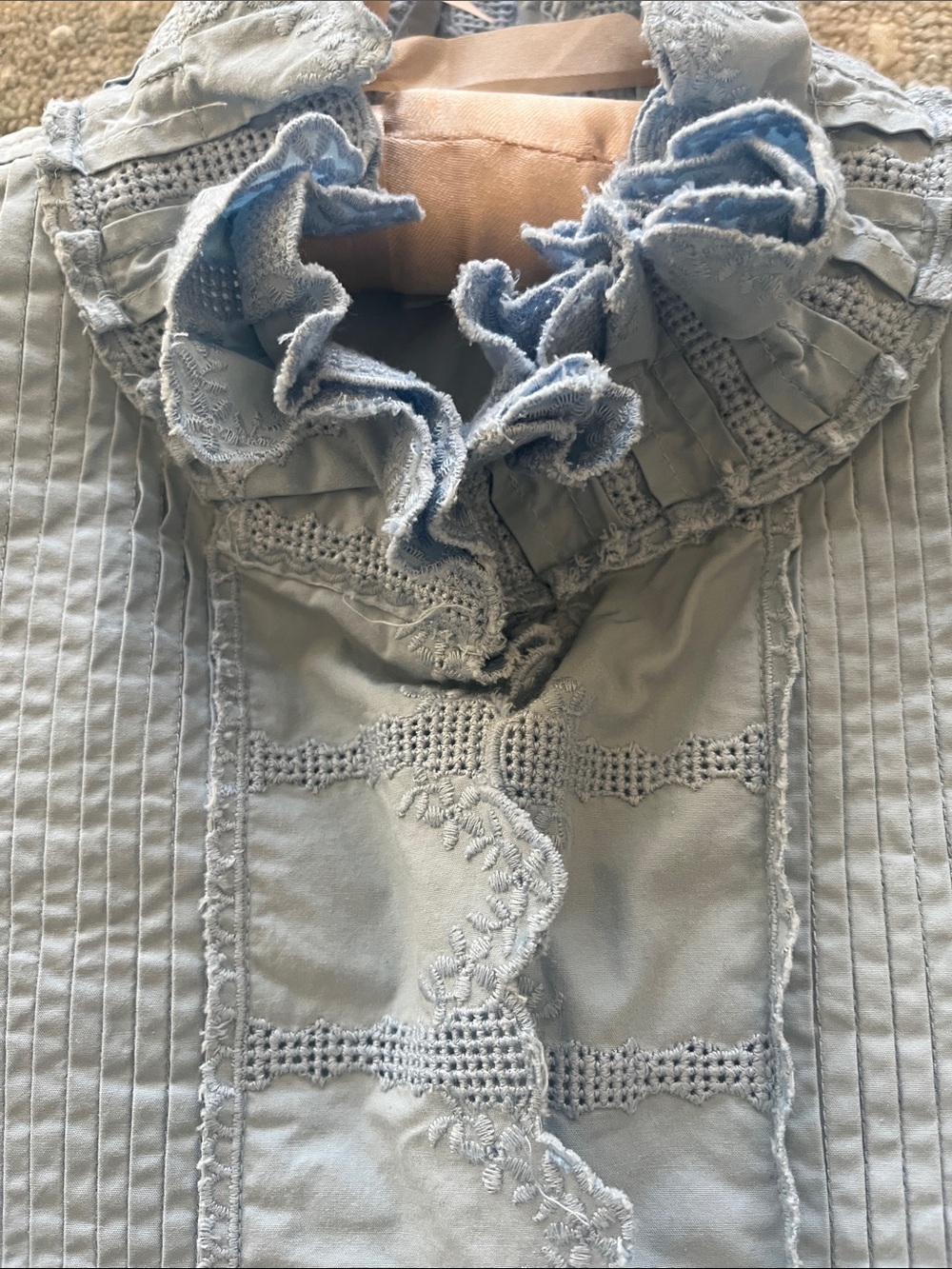 Isabel Marant Light Blue Ruffled Pintuck Cotton Blouse - Picture 14 of 14